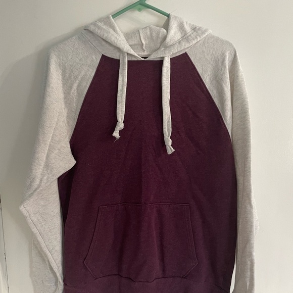 SO Tops - Burgundy and Gray SO Lounge Life Game Day Color Block Hoodie in small